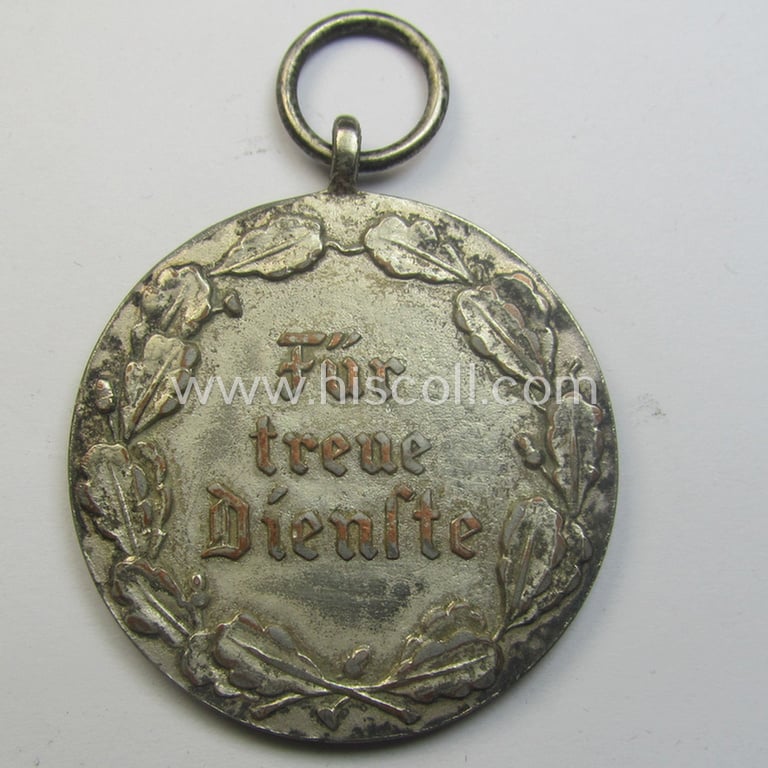 Silber-toned, typical 'Reichsnährstand'- (ie. 'RNSt.'-) related, (portable) loyal-service-award entitled: 'Reichsnährstand - Landesbauernschaft Pommern - Für Treue Dienste'