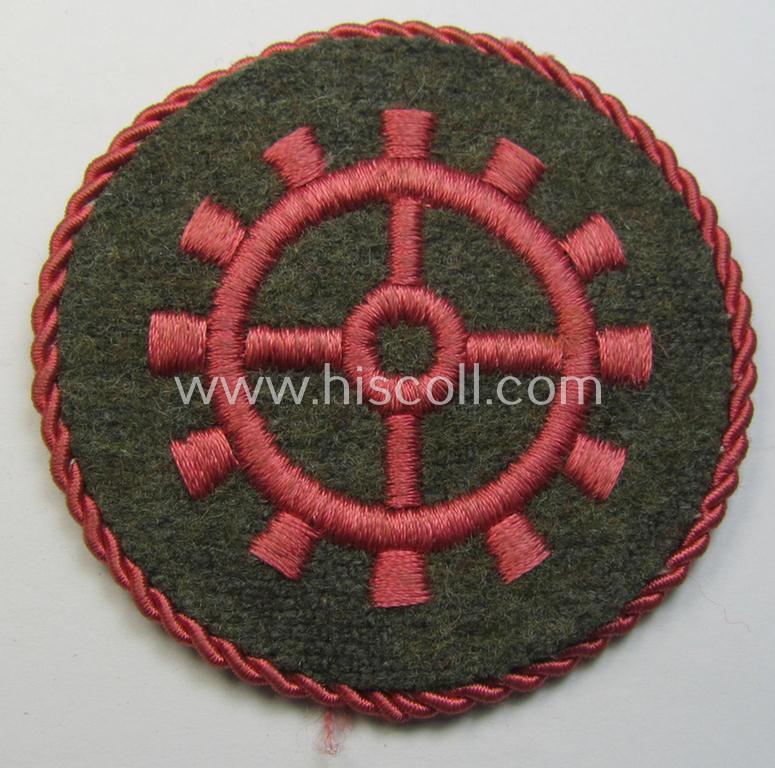 Attractive - and complete! - 3-pieced set comprising of three WH (Heeres ie. 'Panzer'-) trade- ie. special-career-patches as were intended for the various: 'Panzerwarte o. Kfz.-Warte o. Handwerker' (aka 'KFZ-Technisches Personal')