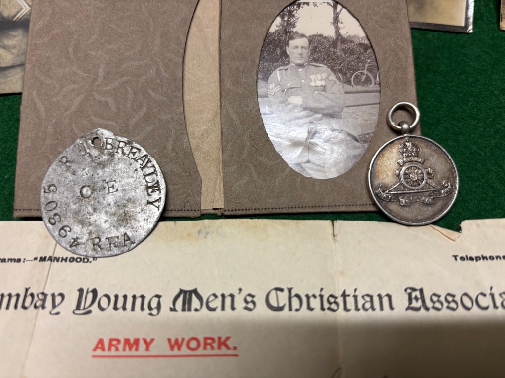 Paybook, Identity Disc, Photos and sport medal to 49805 Saddler RT Breayley RFA