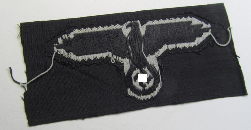 Superb, mid- (ie. later-) war-pattern 'Waffen-SS'-type so-called: 'BeVo'-pattern, EM- (ie. NCO-) type side-cap eagle that comes in a never used- (ie. unconfectioned and 'virtually mint- ie. unissued'-), condition