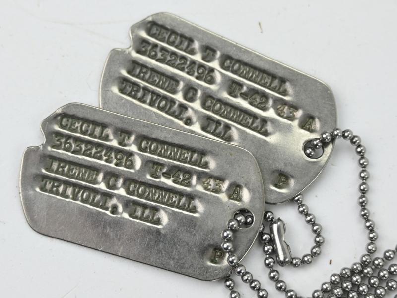 USAAF WW2  Dog-tag Set 'Cecil T. Connell'