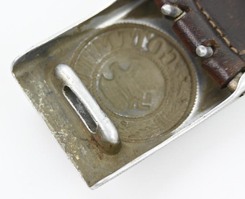 German WH Beltbuckle with leather tab 'St. Merkl'