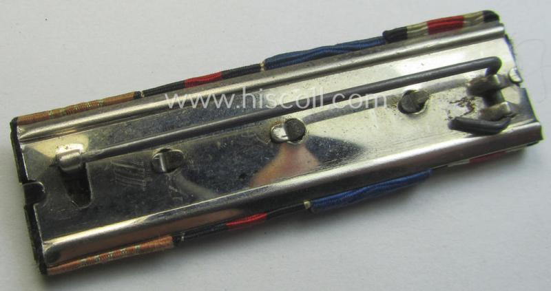 4-pieced, WWII-period ribbon-bar (ie. 'Feld- o. Bandspange') showing various WWII-period awards (amongst which a: Czech 'Anschluss'- and an: 'Olympiade 1936'-commemorative medal)