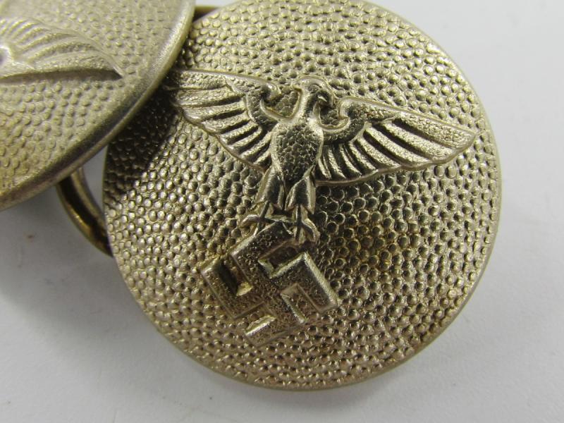 2 x Original German NSDAP (Nazi Party) Political Uniform Buttons