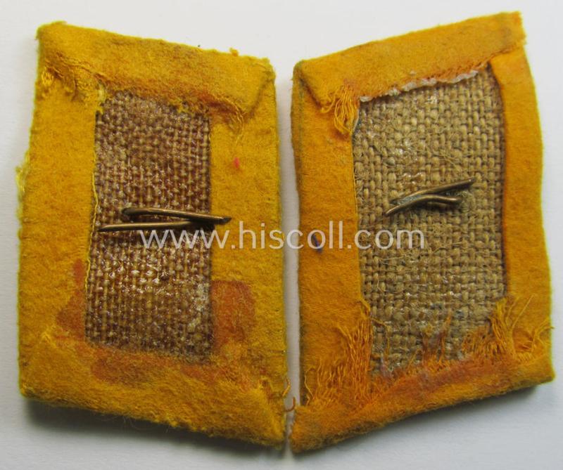 Fully matching pair of WH (Luftwaffe) golden-yellow-coloured, EM- (ie. NCO-) type collar-patches (ie. 'Kragenspiegel') as was intended for usage by a member serving within a: 'Flieger- o. Fallschirmjäger' regiment ie. unit