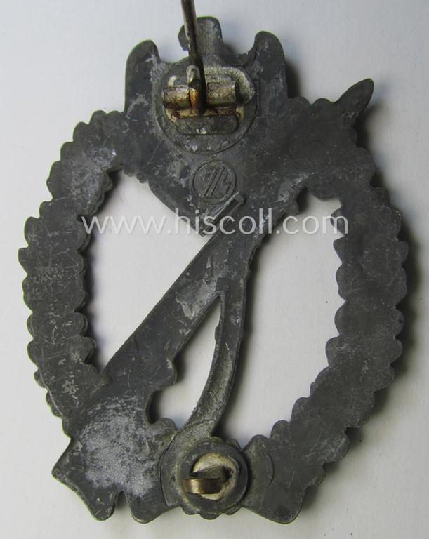 Zinc- (ie. 'Feinzink'-) based, 'Infanterie-Sturmabzeichen in Silber' (or silver IAB) being a clearly maker- (ie. 'FZZ'-) marked example