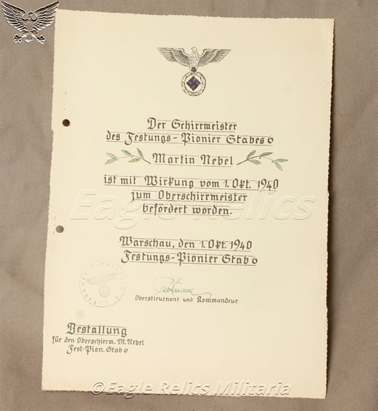 Wehrpass and Documents to Martin Nebel Pioneer