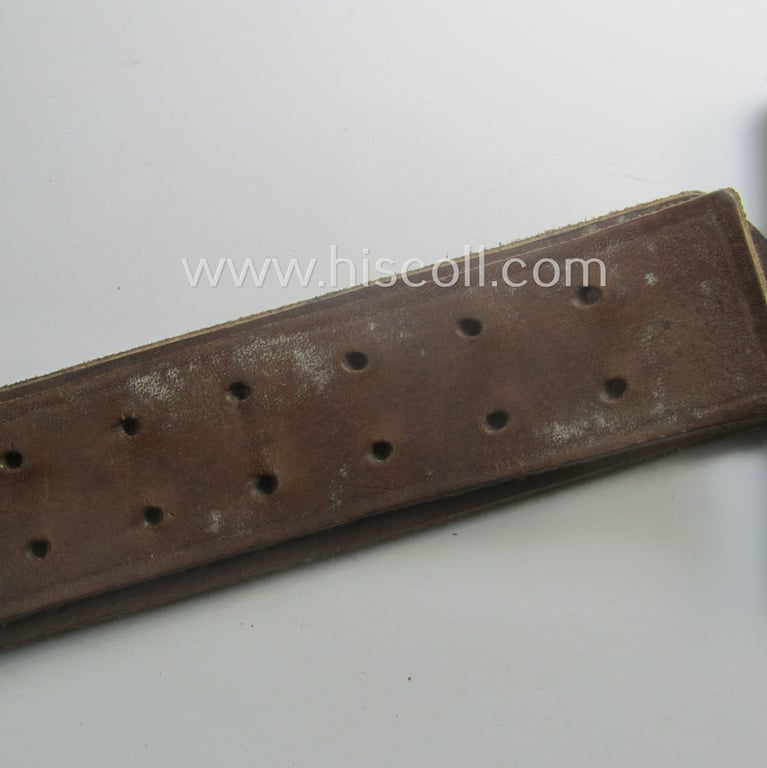 Hardly used, early- (ie. mid-) war-period, black-coloured WH (Heeres, Luftwaffe, Waffen-SS etc.) 'standard-issue'-pattern belt (ie. 'Koppelriemen') being a 115 cms. sized example that shows a (clear) makers'-designation and/or date: '1941'