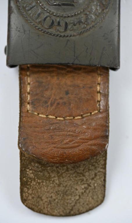 German WH Beltbuckle with Schrapnel damage and Tab 'E.Schneider'