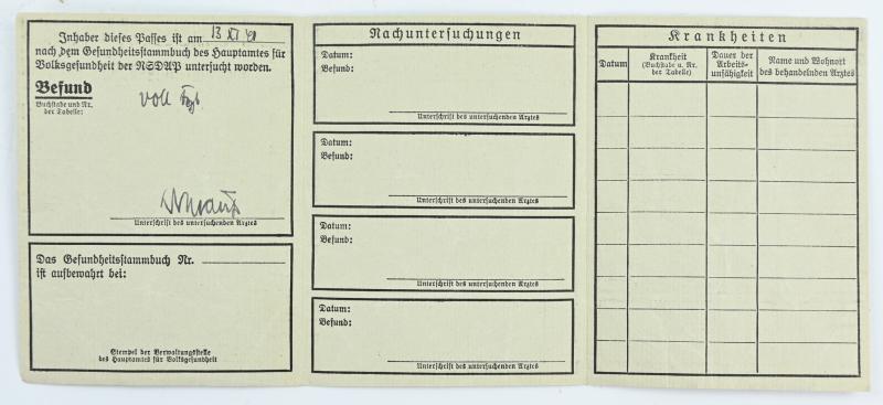 German NSDAP Health Pass