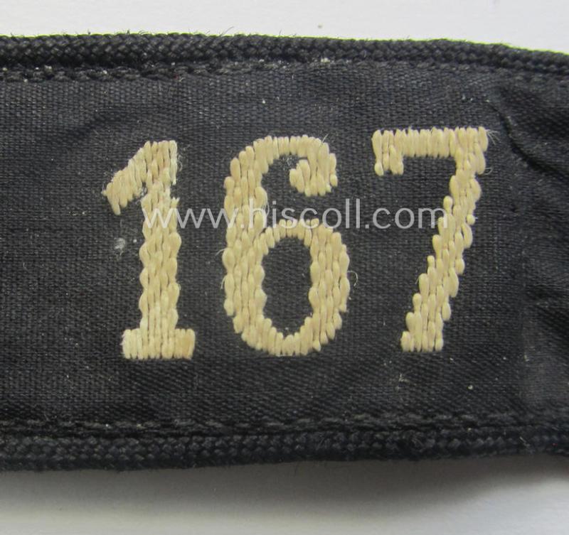 Single, black-piped so-called: 'DJ- o. Deutsches Jungvolk' shoulderstrap as was intended for usage by a: 'DJ-Mitglied' who served within the: 'Bann 167' (167 = 'Fulda')