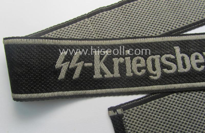 Full-length - and hardly- ie. never used! - 'BeVo'-woven Waffen-SS cuff-title: 'SS-Kriegsberichter'