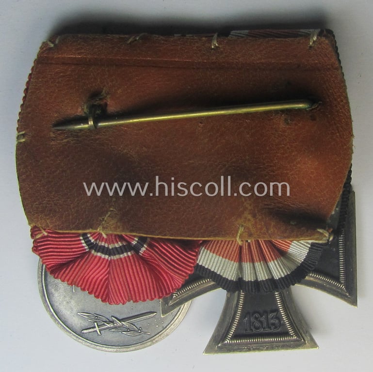 Minimally used example of a two-pieced WH (Heeres, LW o. KM etc.) medal-bar (ie. 'Orden- o. Doppelspange') showing resp. an: 'EKII. Kl.' and a medal: 'Winterschlacht im Osten 1941-42'