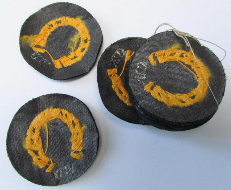 Attractive, WH (Heeres) so-called: trade- and/or special career arm-insignia, as was intended for a: 'Hufbeschlagmeister', being a neatly hand-embroidered variant on darker-green-coloured wool