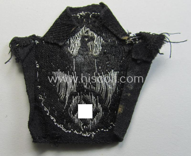 Officers-pattern, Polizei- (ie. 'SS-Polizei') cap-eagle (ie. 'Adler für Schiffchen o. Einheitsfeldmütze') being a clearly used- and/or cap-removed example as executed in so-called: 'BeVo flat-wire'-style