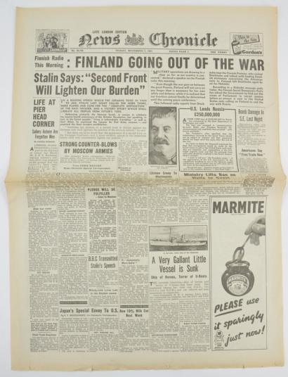 British WW2 Newspaper News Chronicle 7 November 1941