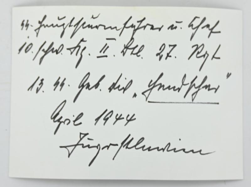 Signature of Waffen-SS Knight's Cross Recipient 'Albert Stenwedel'
