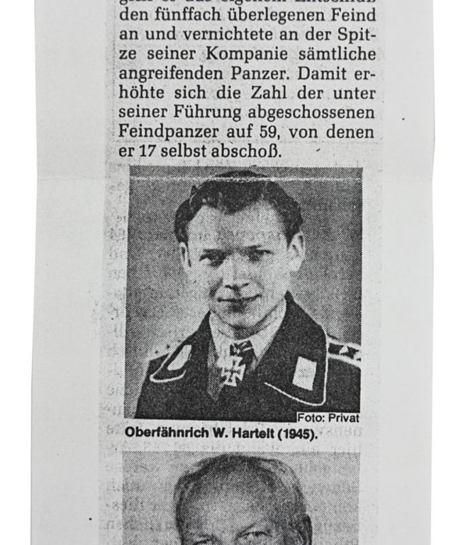 Signature of Luftwaffe Recipient 'Wolfgang Hartelt'