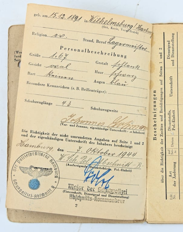 German Polizei Wehrpass 1945