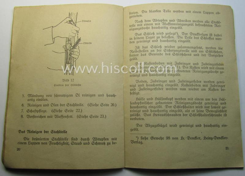 WH-related instruction-booklet entitled: 'Gewehrreinigen und Gewehrpflege'