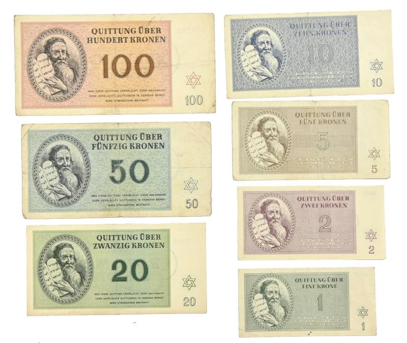 German WW2 Theresienstadt (Terezin) Concentration Camp Banknotes