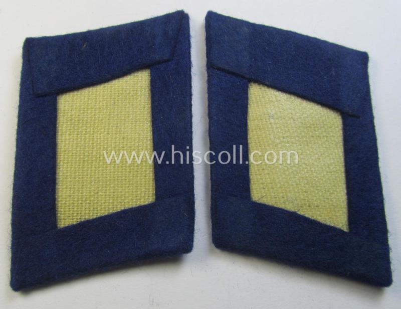Neat - fully matching and 'virtually mint'! - pair of WH (Luftwaffe) darker-blue-coloured, EM- (ie. NCO-) type collar-patches (ie. 'Kragenspiegel') as was intended for usage by a member within a: 'LW-Sanitäter'-regiment ie. unit
