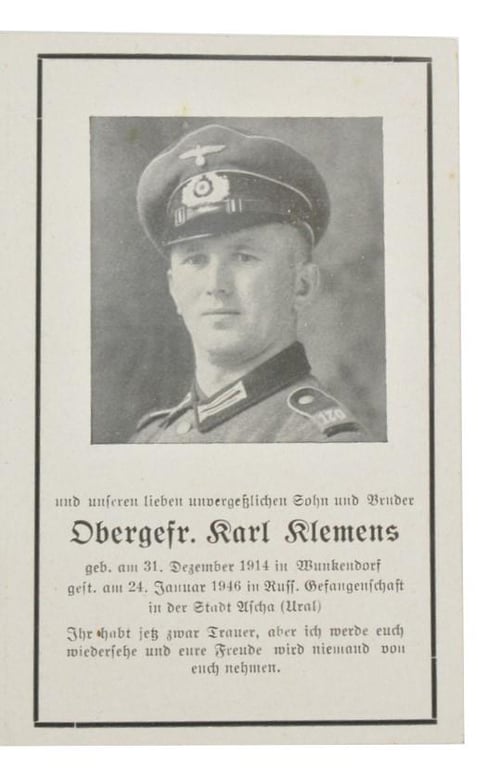German WH Rememberance Deathcard Two Brothers
