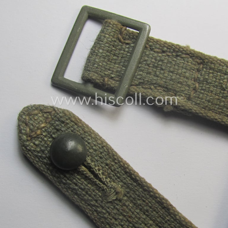 'Standard-issue'-pattern- (ie. typical WH-issue) carrying-strap (ie. 'Tragelasche') as was intended for the various gasmask-containers (being a maker-marked example that comes in a just minimally used, condition)
