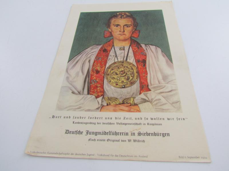 Third Reich Print Wolf Willrich Painting Deutsche Jungmadelfuhrerin