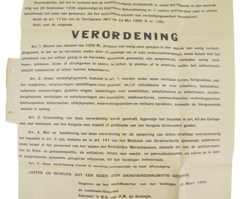 Dutch Military Authority Poster 'Regulation'