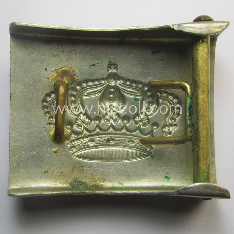 WWI-period (ie. 'Hessen-Darmstadt'-related) nickle-crome-based belt-buckle being a (typical) non-maker-marked example