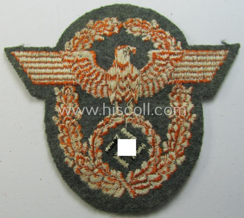 Attractive - and virtually mint- ie. unissued! - example of a police- (ie. WH (Heeres) related-) arm-eagle (ie. 'Ärmeladler') as was intended for usage by the staff of the notorious 'Feldgendarmerie-Truppen'