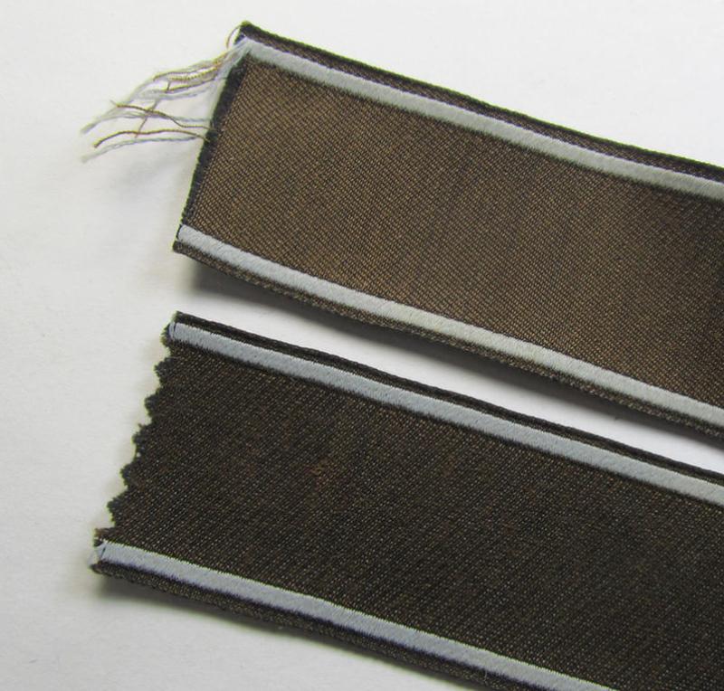 Superb - and scarcely encountered! - example of a WH (Heeres) cuff-title ie. armband (ie. 'Ärmelstreifen') entitled: 'Feldgendarmerie' (being a typical 'semi-BeVo'-woven!) example that comes in a minimally shortened, condition