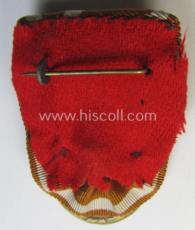 Attractive - and actually unusally seen! - single-pieced and non-detachable, WH single-pieced medal-bar (ie. 'Orden- o. Einzelspange') showing a: 'Deutsches Schutzwall Ehrenzeichen' (aka: 'Westwall'-medal)