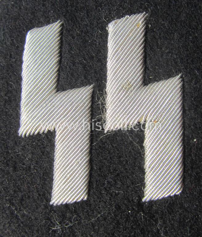 Stunning - just minimally used and truly rarely encountered! - 'Allgemeine-SS' sleeve-diamond (ie.: 'Ärmelraute') as was specifically worn by the members within the 'foreign', 'Allgemeine'-SS-units in both Norway, Belgium and the Netherlands