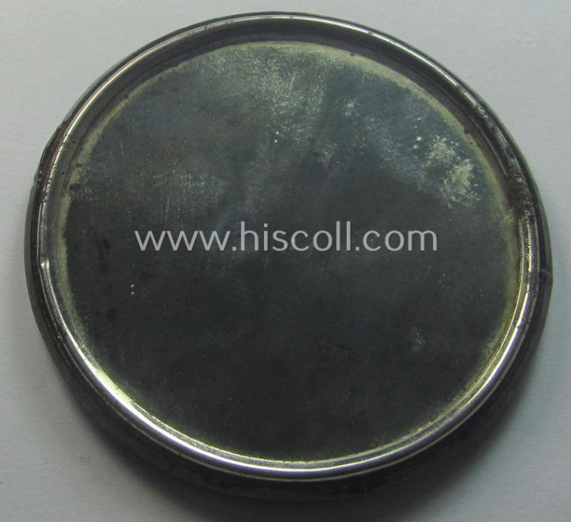 Interesting, WWII-period 'promotional-item' (ie. hand-held mirror or: 'Spiegel') showing an illustration of various military-related accesoiries coupled with the text: 'Uniform - Mützen - Militärartikel - A. Hegele - Schwäb. Gmund - beim Rathaus...