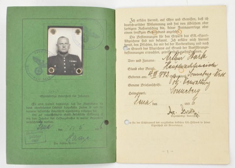 German SA Sports Badge Recipient Guide