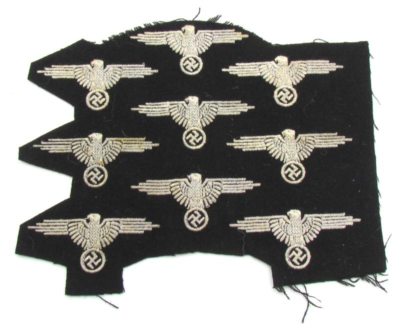 9x Waffen-SS Sleeve Eagles on a factory Sheet