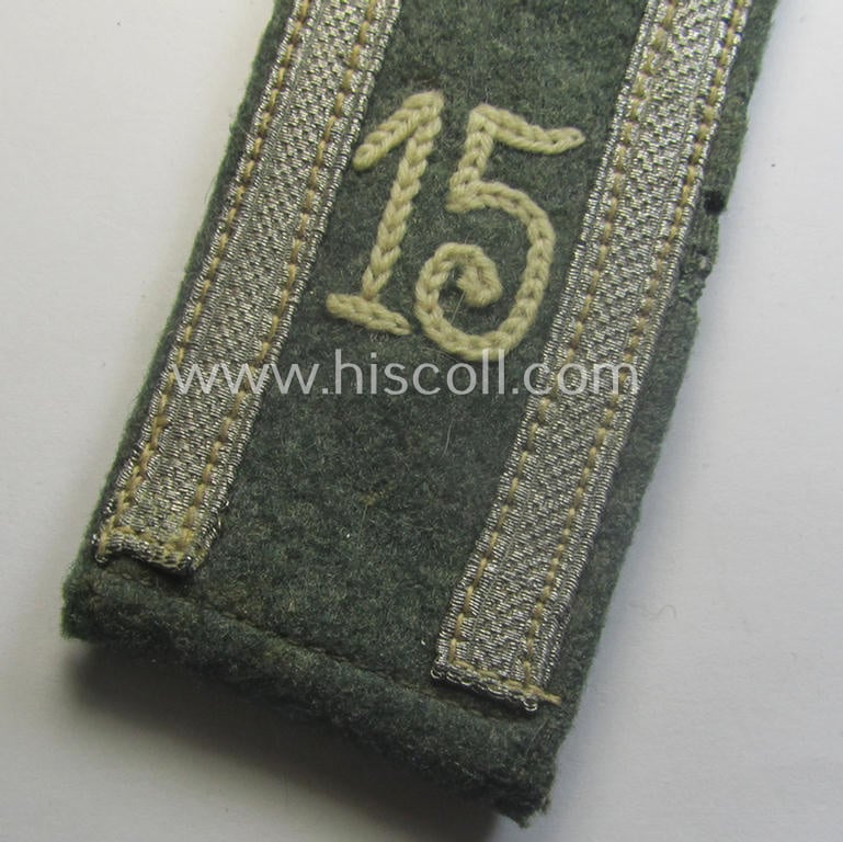 Single - and actually not that often seen! - WH (Heeres) NCO-type (ie. 'M36- o. M40'-pattern- and 'pointed styled') 'cyphered' shoulderstrap as was intended for usage by an: 'Uffz. des Infanterie-Rgts. 15'