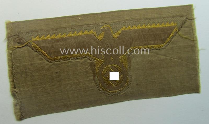 WH (Kriegsmarine) 'tropical-issue' (ie. DAK or: 'Deutsches Afrika Korps'-related-) breasteagle, as executed in neat so-called: 'BeVo'-weave style that comes in a 'virtually mint- ie. unissued', condition