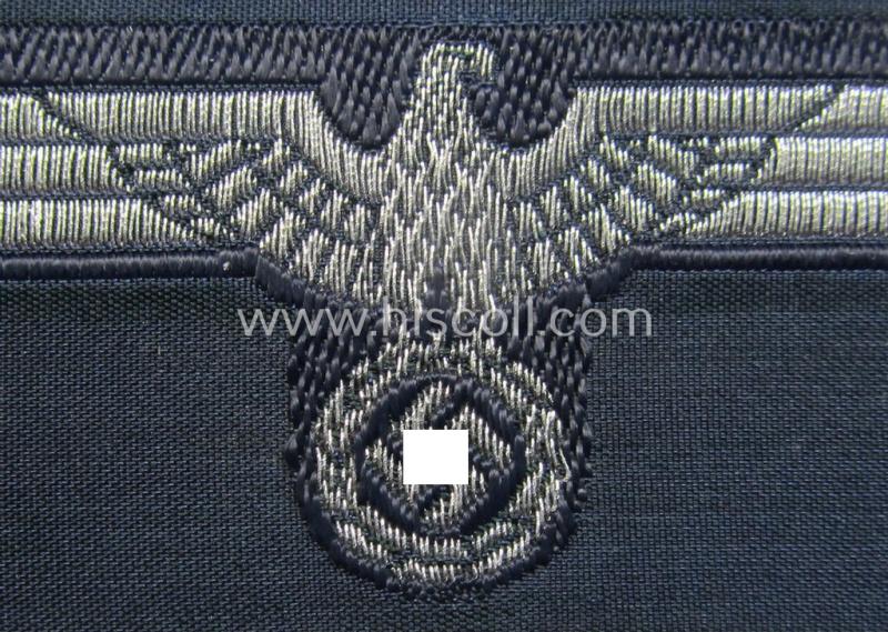 Stunning - and never before encountered! - WH (KM) 'flatwire'-woven, officers'-type overseas cap-eagle (ie. 'Offiziersadler für Schiffchen') as was intended for usage by the various naval administrative-officials (ie. 'Beambten der KM')