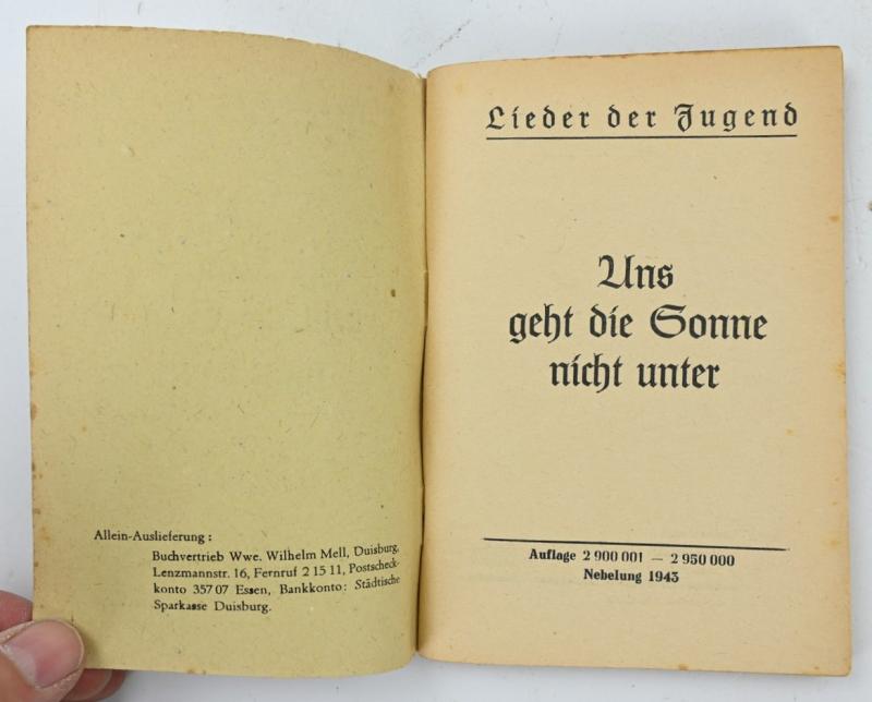 German HJ Songbook 'Uns geht die Sonne nicht unter'