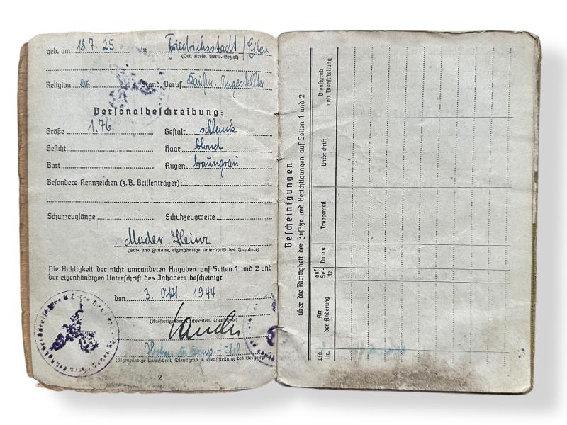 "Grossdeutschland'' Soldbuch -Heinz Mader-