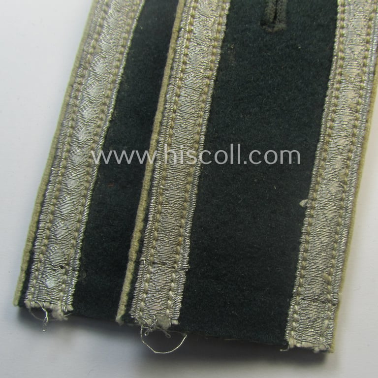 Clearly 'cut-off' - albeit fully matching! - pair of WH (Heeres), pre- ie. early-war period- (ie. 'M40'-pattern, rounded-styled) typical 'standard-issued' NCO-type shoulderstraps as intended for an: 'Unteroffizier der Infanterie-Trpn.'