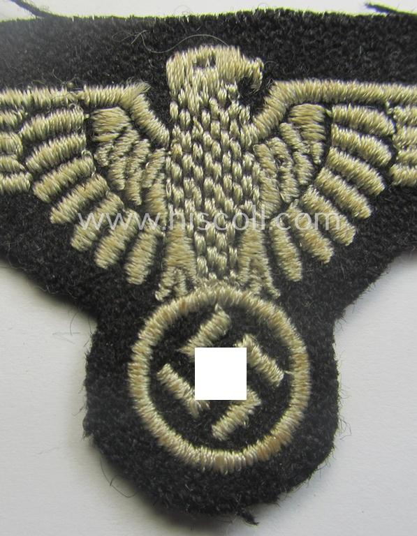 Mid- (ie. later-war-) pattern, 'SS' (ie. 'Waffen-SS') so-called: 'RzM-style' enlisted-mens'-/ie. NCO-pattern arm-eagle as was intended for usage by the various Waffen-SS troops throughout the war