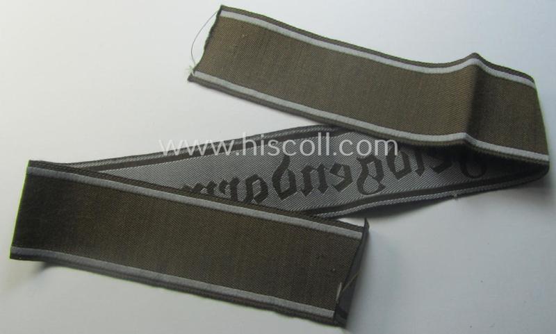 Hardly ie. never worn example of a WH (Heeres) cuff-title ie. armband (ie. 'Ärmelstreifen') entitled: 'Feldgendarmerie' (being a typical 'BeVo'-woven example)