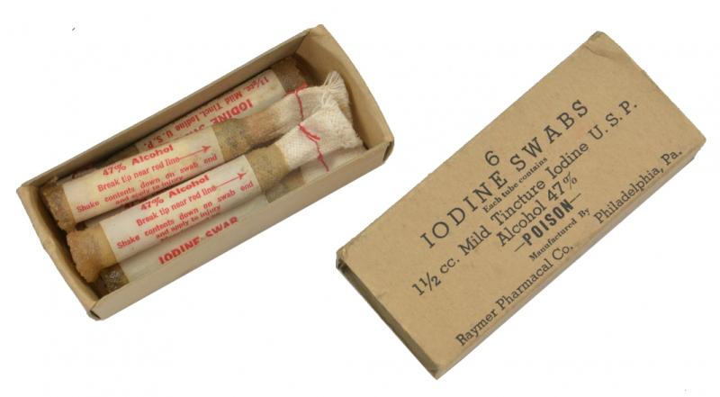 US WW2 Iodine Swabs in box
