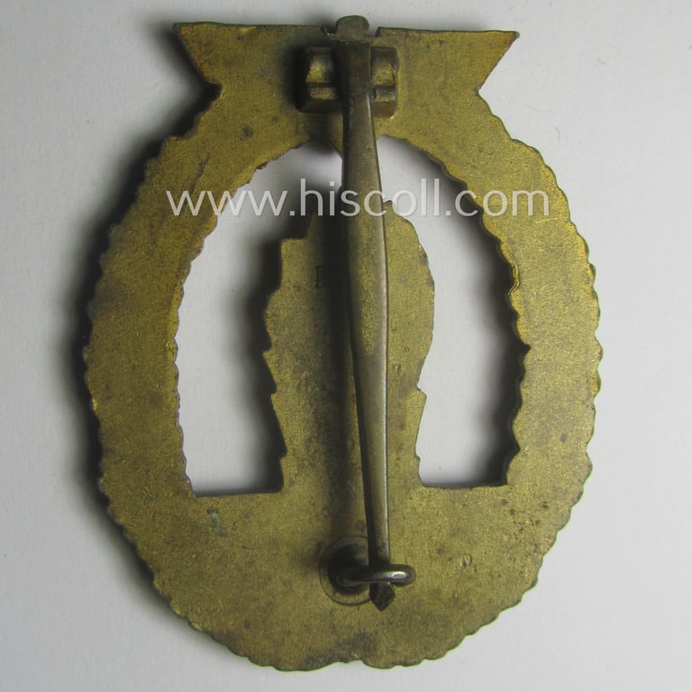 WH (Kriegsmarine) 'Kriegsabzeichen für Minensuch-, U-Boot-Jagd und Sicherungs-Verbände' being a very detailed and neatly maker- (ie. R.K.-) marked and/or: 'Feinzink'-based example