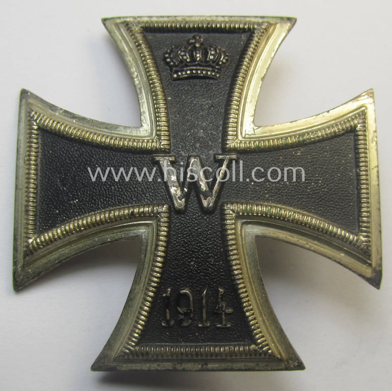 Superb, WWI-period 'Eisernes Kreuz 1. Klasse' being a truly converse-shaped example that is void of a makers'-designation but that is unmistakenly produced by the (scarcely seen!) maker: 'Petz & Lorenz'