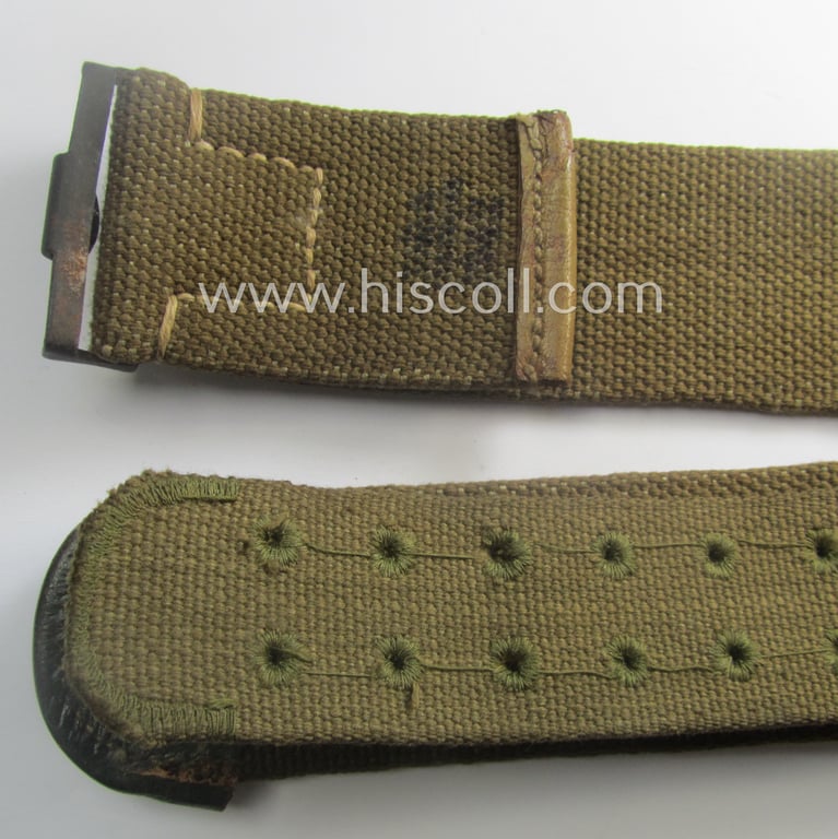 Superb, hardly used and/or early-war-period, WH (Heeres ie. LW etc.) 'tropical-issued'- and entirely 'web-based' belt (ie. 'Koppelriemen') being a maker-marked, '1942'-dated and/or 110 cms.-sized example